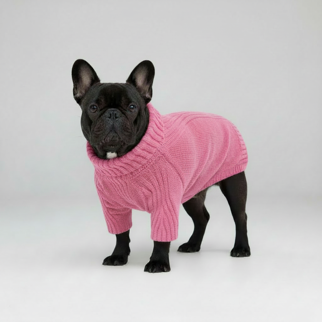 French Bulldog in Bubblegum Pink Sweater
