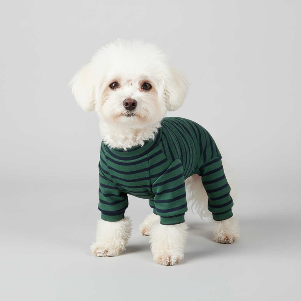 Green striped pajamas front