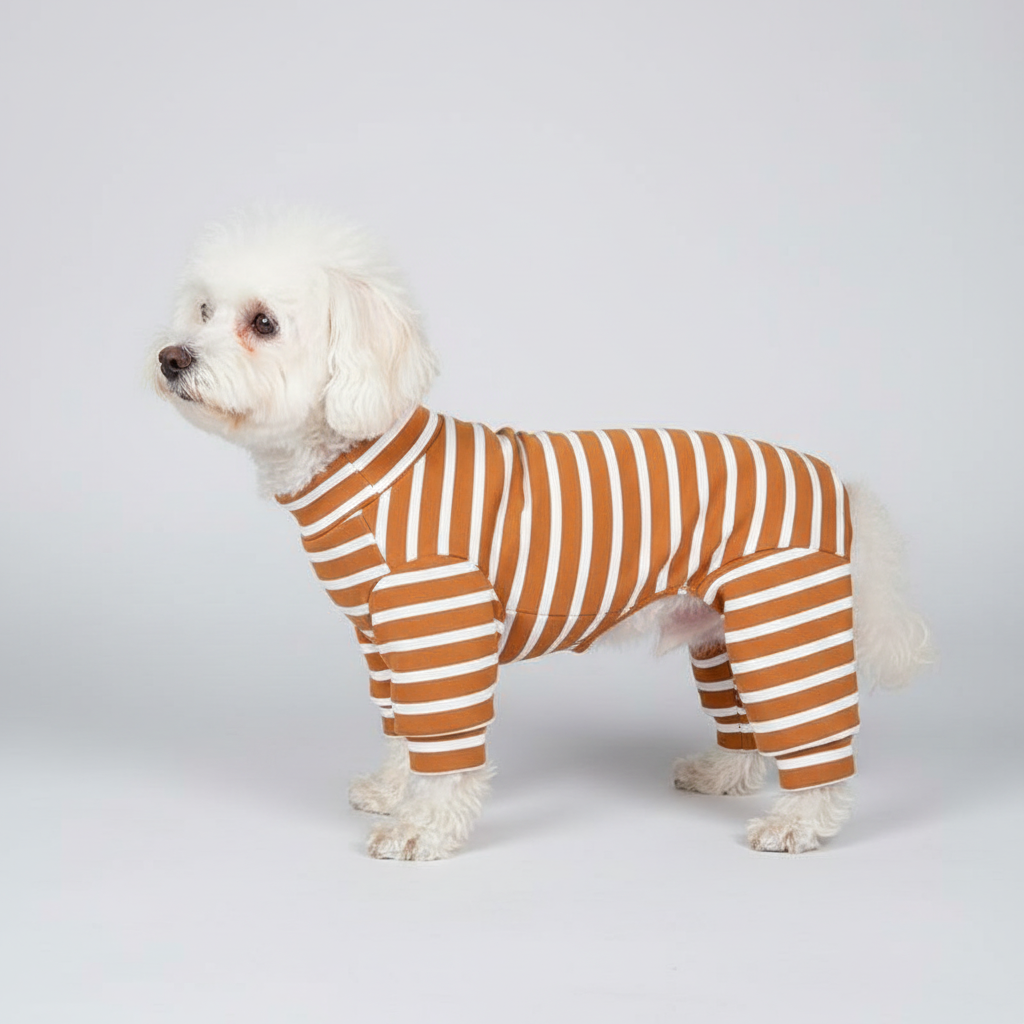 Orange striped pajamas side