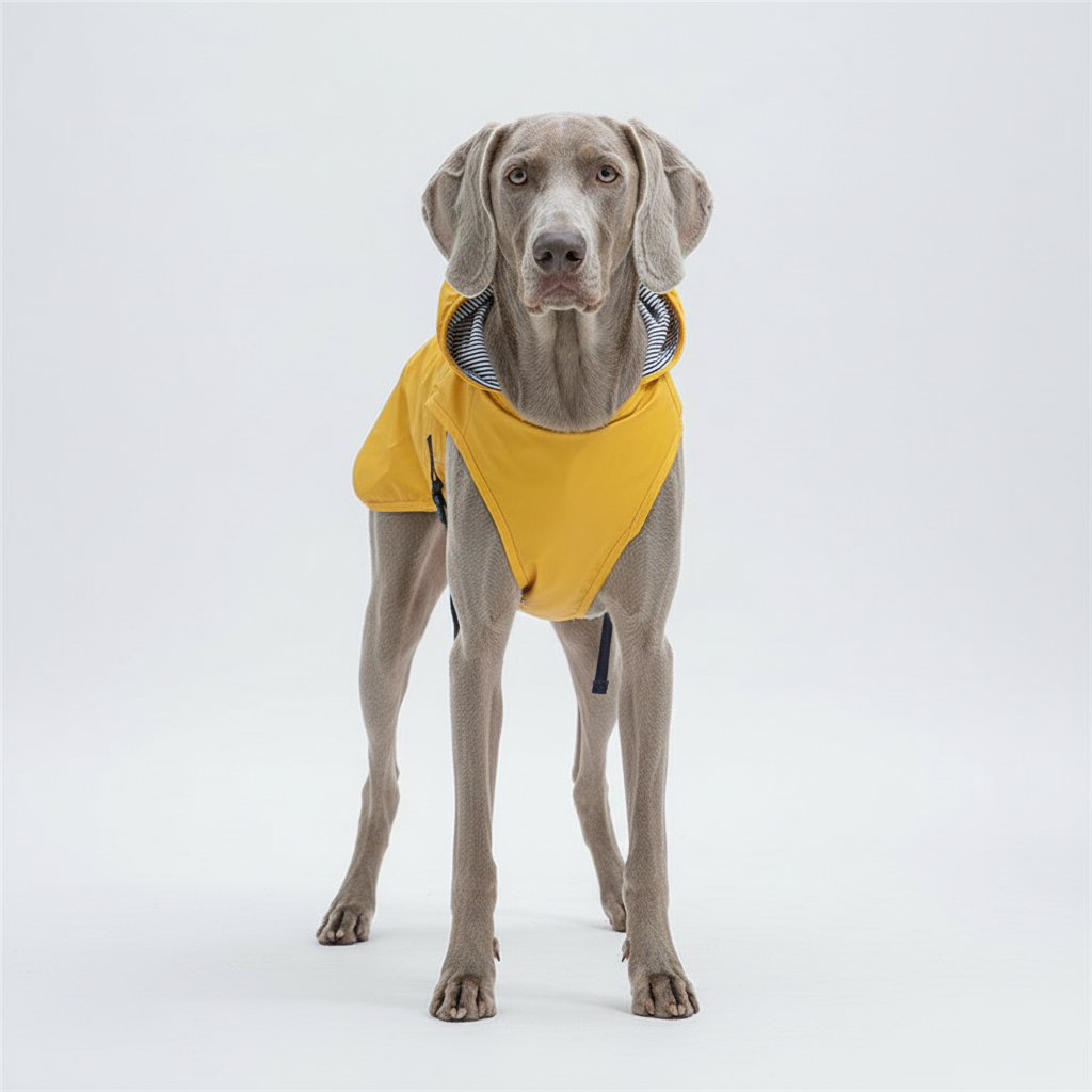 Yellow raincoat front view - no collar